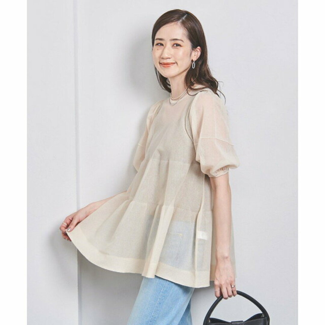 UNITED ARROWS(ユナイテッドアローズ)の【BEIGE】【FREE】シアー ティアード パフスリーブニット レディースのトップス(ニット/セーター)の商品写真