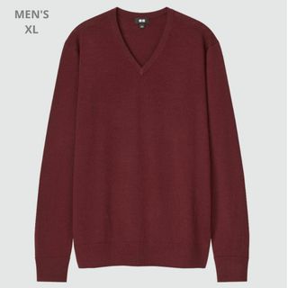 ユニクロ(UNIQLO)のUNIQLO エクストラファインＶネックセーター 429065  WINE XL(ニット/セーター)