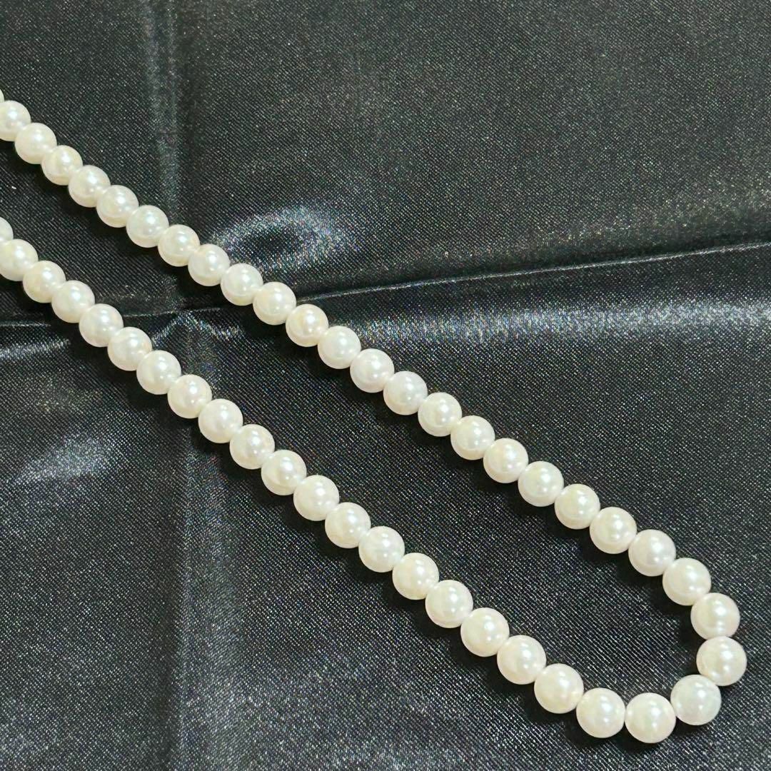 美品 パールネックレス アコヤ真珠 SILVER刻印 リアル 天然 44cm