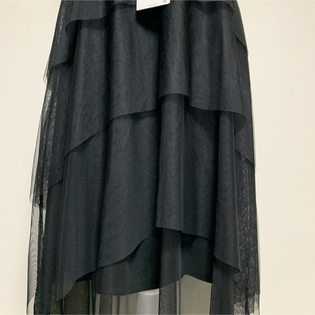 ZARA(ザラ)の【新品タグ付】ZARA シフォン レイヤードスカート シースルー ブラック レディースのスカート(ロングスカート)の商品写真