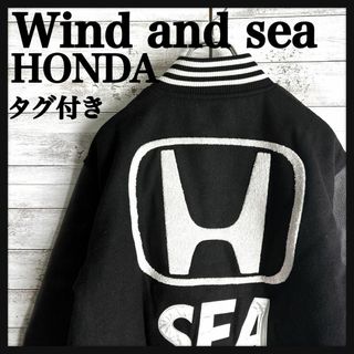 WIND AND SEA - 6026【限定コラボ】ウィンダンシー×ホンダ☆パイル地ロゴ袖レザースタジャン