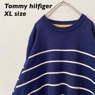 トミーヒルフィガー(TOMMY HILFIGER)のトミーヒルフィガー　オールドトミー　ニット　セーター　ボーダー　刺繍ロゴ　XL(ニット/セーター)