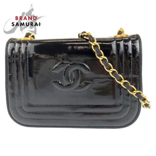 シャネル(CHANEL)のCHANEL シャネル ヴィンテージ ココマーク ブラック 黒 ゴールド金具 エナメル チェーンショルダーバッグ 斜め掛け レディース 404401 【中古】(ショルダーバッグ)