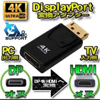 【4K】DP to HDMI 変換アダプター ディスプレイポート 4K対応(PC周辺機器)