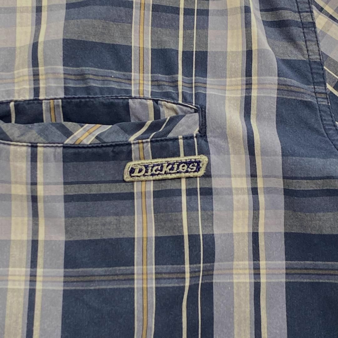 Dickies(ディッキーズ)のDickies　長袖シャツ　スナップボタン　チェック　古着　ネイビー　L メンズのトップス(シャツ)の商品写真