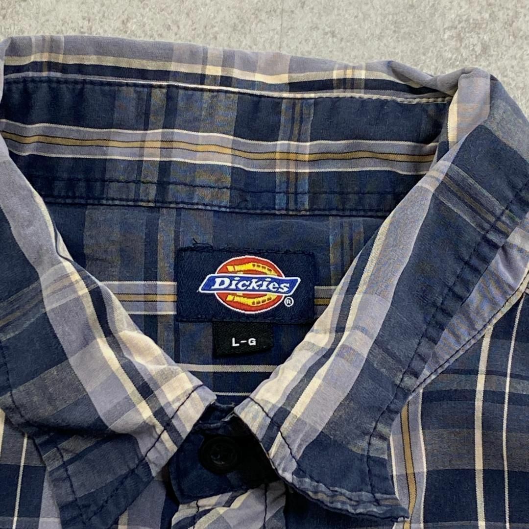 Dickies(ディッキーズ)のDickies　長袖シャツ　スナップボタン　チェック　古着　ネイビー　L メンズのトップス(シャツ)の商品写真