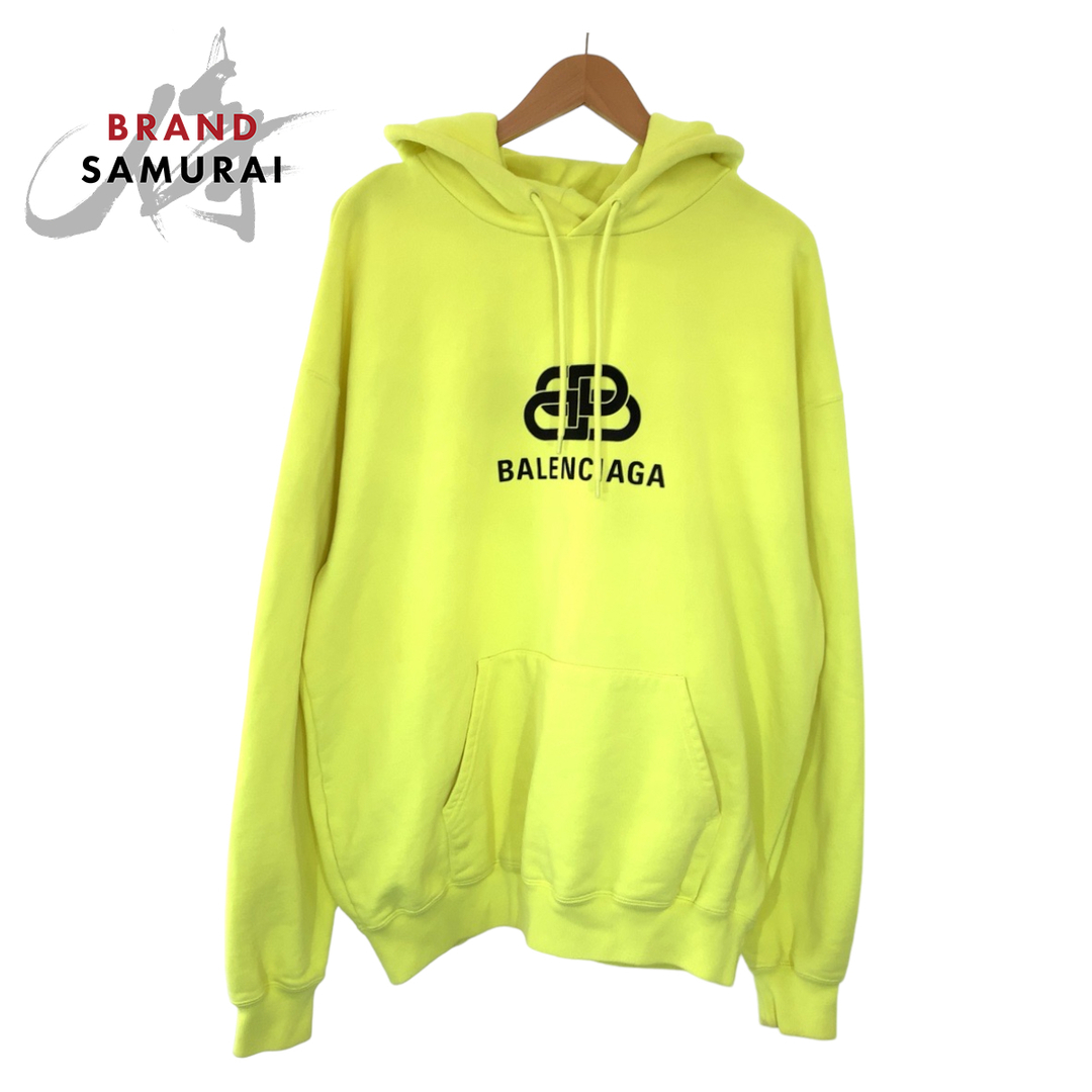 Balenciaga(バレンシアガ)のBALENCIAGA バレンシアガ 19AW BB Hoodie サイズM イエロー 黄 コットン パーカー フーディー オーバーサイズ メンズ 404838 【中古】 メンズのトップス(パーカー)の商品写真