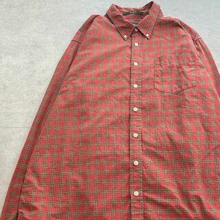 エディーバウアー(Eddie Bauer)のエディーバウアー　RELAXED FIT　チェック　BDシャツ　古着　赤　XL(シャツ)