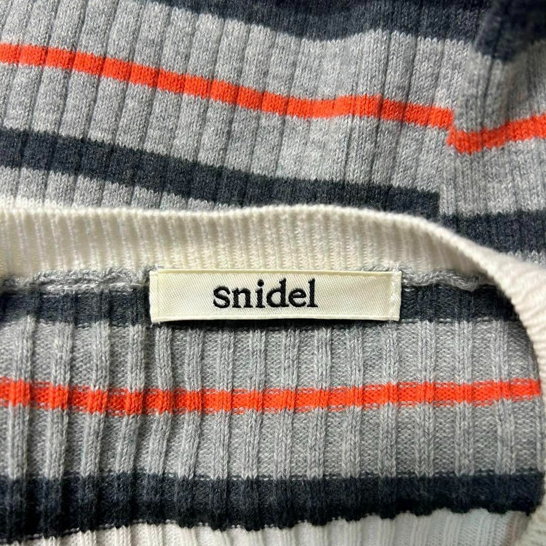 美品✨【SNIDEL】ノースリーブショート丈リブニット　薄手　ボーダー　F レディースのトップス(ニット/セーター)の商品写真