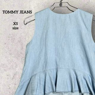 トミージーンズ(TOMMY JEANS)の【美品】 トミージーンズ ペプラム ノンスリーブシャツ XS(シャツ/ブラウス(半袖/袖なし))