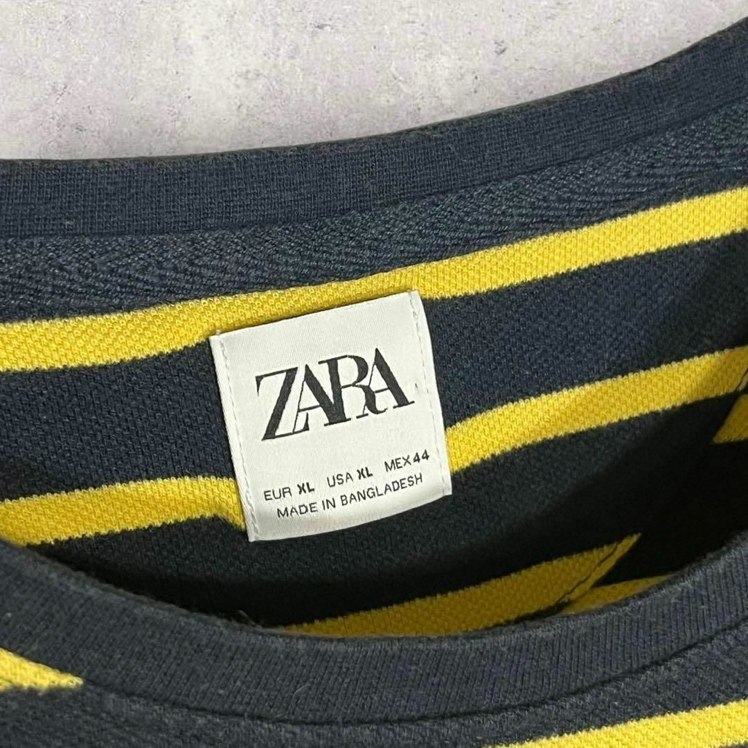 ZARA(ザラ)のザラ 半袖 ボーダー ベーシック Tシャツ イエロー XL レディースのトップス(Tシャツ(半袖/袖なし))の商品写真