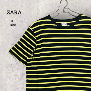 ザラ(ZARA)のザラ 半袖 ボーダー ベーシック Tシャツ イエロー XL(Tシャツ(半袖/袖なし))