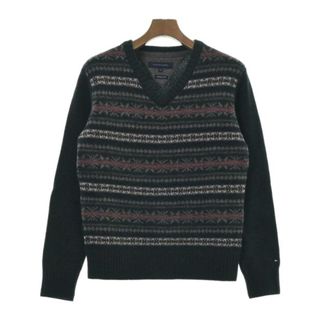 トミーヒルフィガー(TOMMY HILFIGER)のTOMMY HILFIGER ニット・セーター M 深緑xグレーx赤等(総柄) 【古着】【中古】(ニット/セーター)