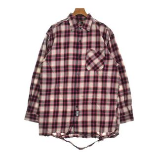 ディーゼル(DIESEL)のDIESEL ディーゼル カジュアルシャツ L ピンクx白x黒(チェック) 【古着】【中古】(シャツ)