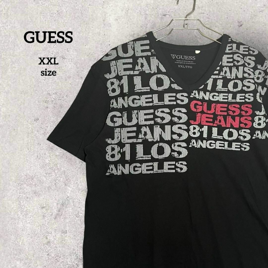 GUESS(ゲス)の【美品】 ゲス 半袖 Tシャツ ビッグサイズ ロゴプリント ブラック 2XL レディースのトップス(Tシャツ(半袖/袖なし))の商品写真