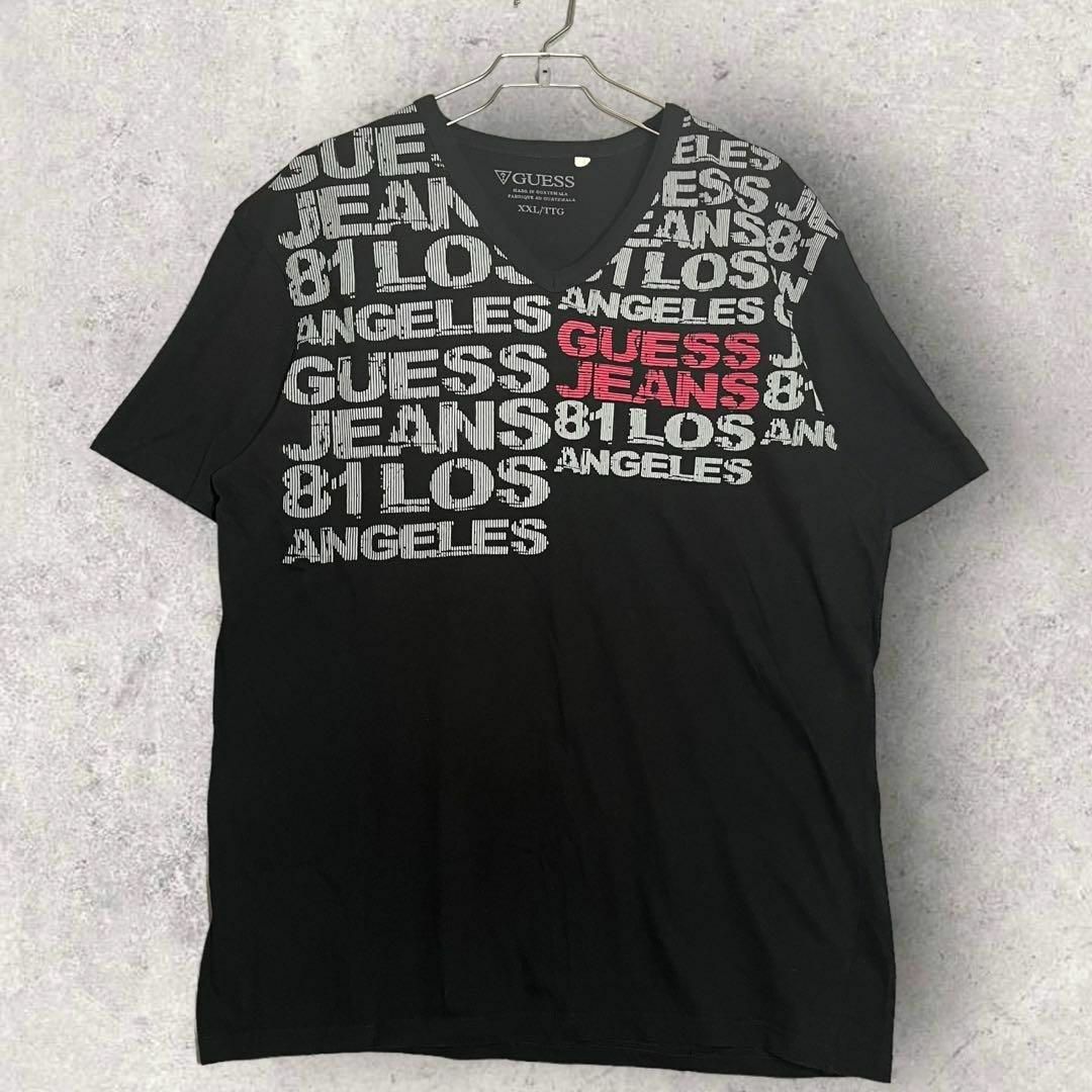 GUESS(ゲス)の【美品】 ゲス 半袖 Tシャツ ビッグサイズ ロゴプリント ブラック 2XL レディースのトップス(Tシャツ(半袖/袖なし))の商品写真