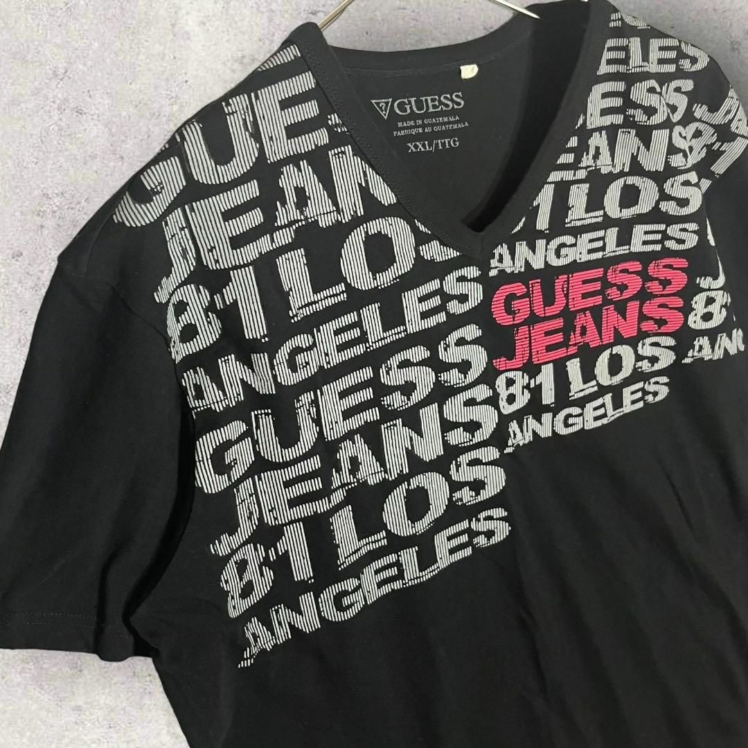 GUESS(ゲス)の【美品】 ゲス 半袖 Tシャツ ビッグサイズ ロゴプリント ブラック 2XL レディースのトップス(Tシャツ(半袖/袖なし))の商品写真