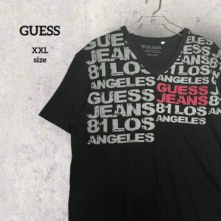 ゲス(GUESS)の【美品】 ゲス 半袖 Tシャツ ビッグサイズ ロゴプリント ブラック 2XL(Tシャツ(半袖/袖なし))