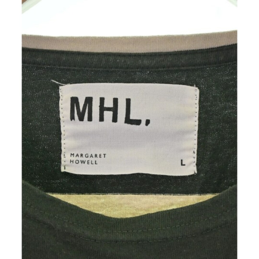 MHL.(エムエイチエル)のMHL. エムエイチエル Tシャツ・カットソー L 緑xベージュ(ボーダー) 【古着】【中古】 メンズのトップス(Tシャツ/カットソー(半袖/袖なし))の商品写真