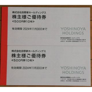 吉野家株主優待　6000円分　2019年11月30日までレストラン/食事券