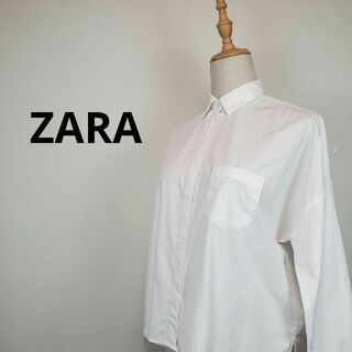 ザラ(ZARA)のザラZARA白色(S)肩幅広め比翼仕立てロールアップシャツ(シャツ/ブラウス(長袖/七分))