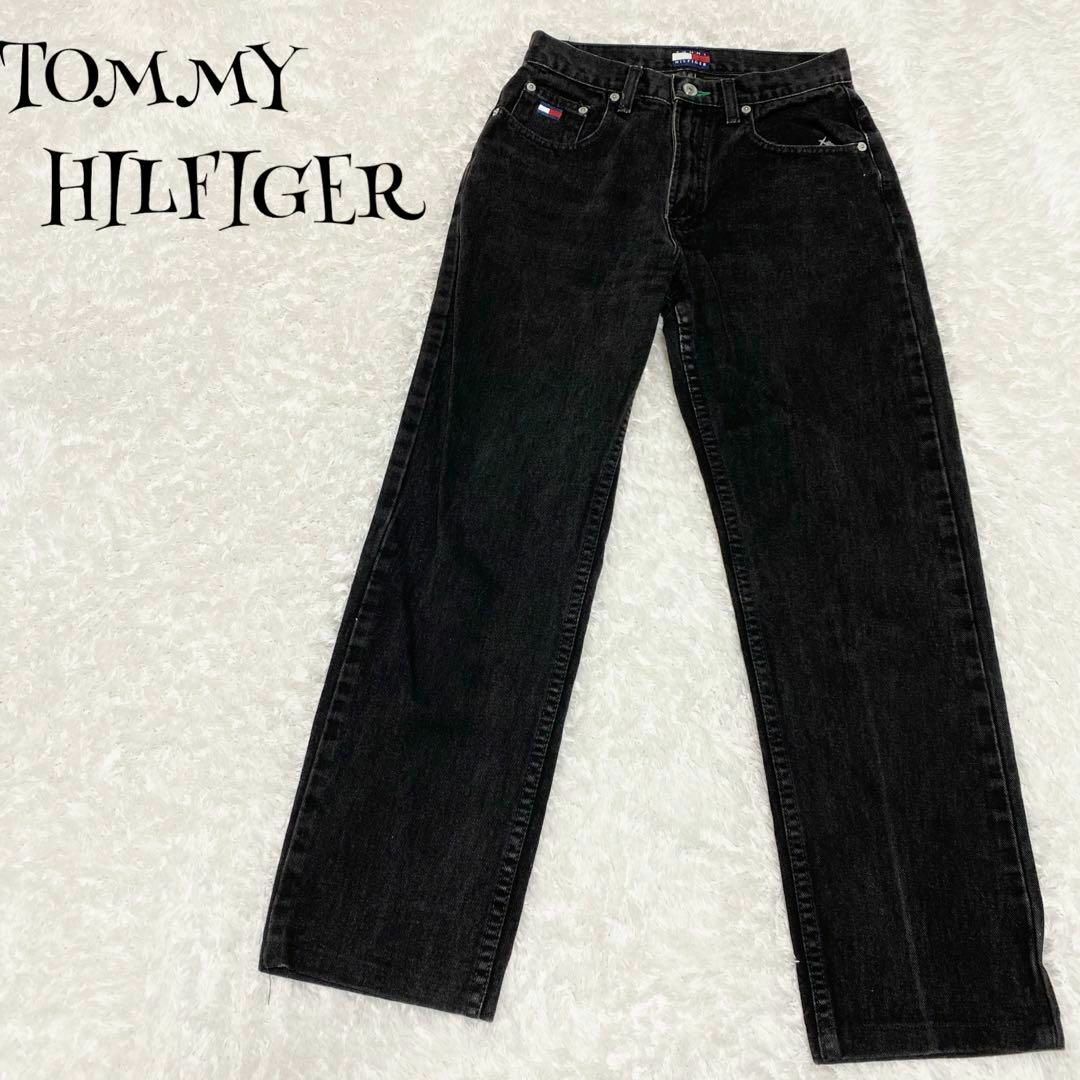 TOMMY HILFIGER ☆ ブラック デニムパンツ 黒 刺繍ロゴ | フリマアプリ ラクマ