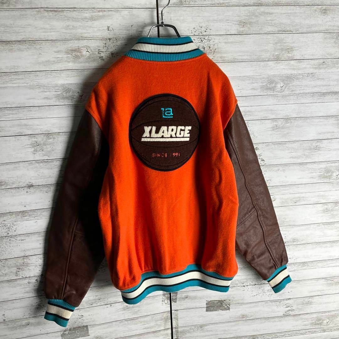 XLARGE(エクストララージ)の8082【人気Lサイズ】エクストララージ☆パイル地ロゴ袖レザージャケット入手困難 メンズのジャケット/アウター(スタジャン)の商品写真