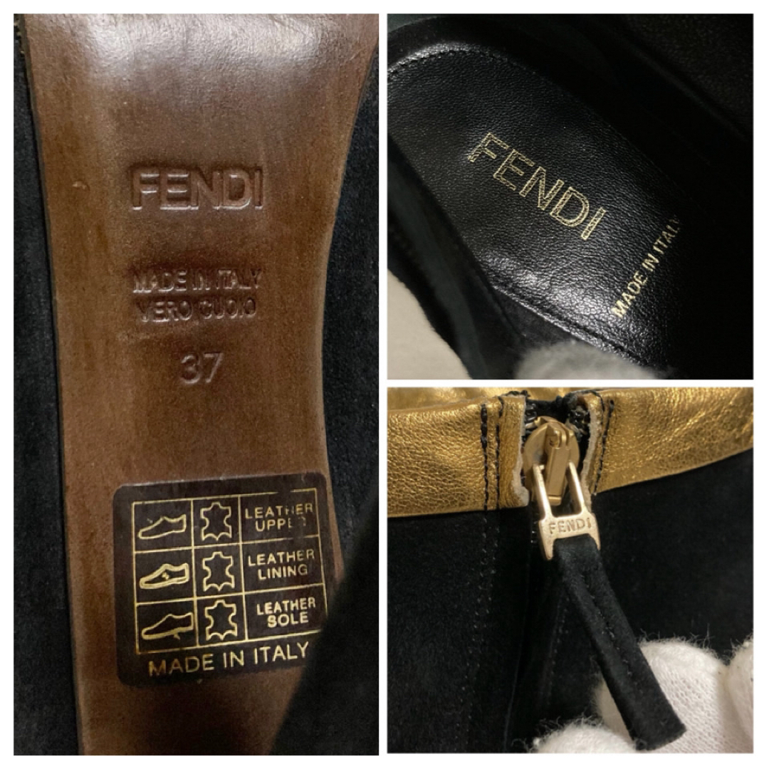 FENDI(フェンディ)の【美品 08AW LOOK4】FENDI プレート装飾スウェードアンクルブーツ レディースの靴/シューズ(ブーツ)の商品写真