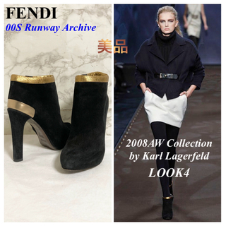 フェンディ(FENDI)の【美品 08AW LOOK4】FENDI プレート装飾スウェードアンクルブーツ(ブーツ)