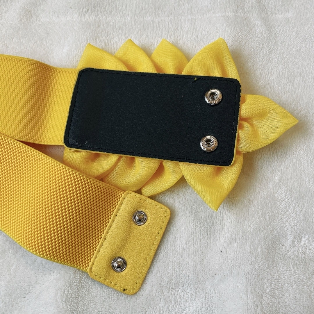 黄色 イエロー ビーズベルト フラワー ダンス ドレス ワンピース ベルト レディースのファッション小物(ベルト)の商品写真