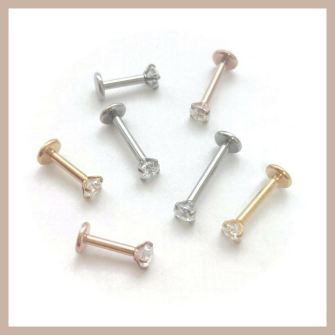 ボディピアス　ジュエルピアス　ゴールド　16G　シャフト10ｍｍ　ジュエル3ｍｍ レディースのアクセサリー(ピアス)の商品写真