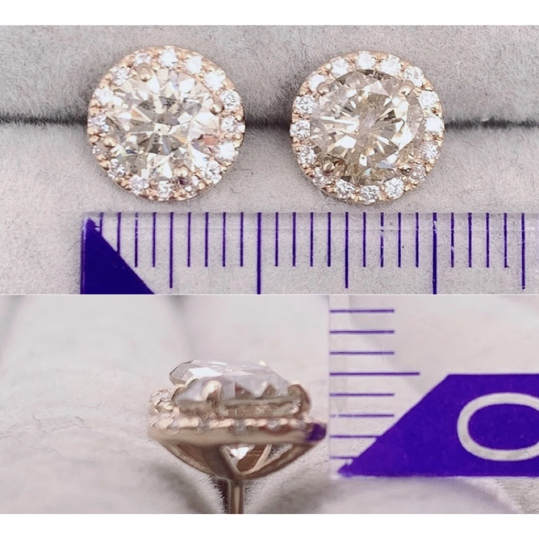 天然 ダイヤモンド k18PG ピアス 両耳 ゴージャス ソーティング  レディースのアクセサリー(ピアス)の商品写真
