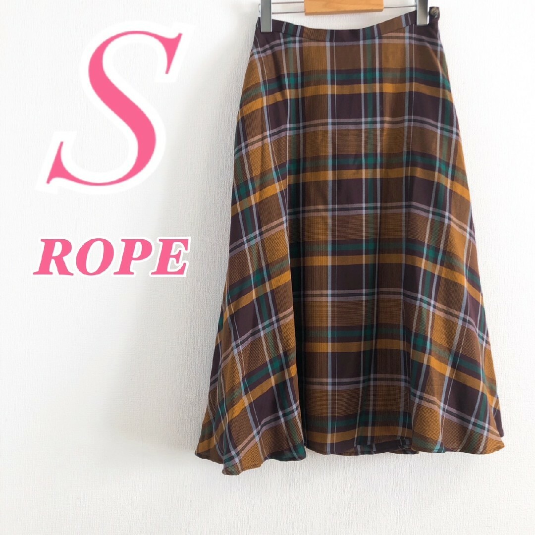 ROPE’(ロペ)のロペ　フレアスカート　S　パープル　グリーン　キャメル　チェック　大人カジュアル レディースのスカート(ロングスカート)の商品写真