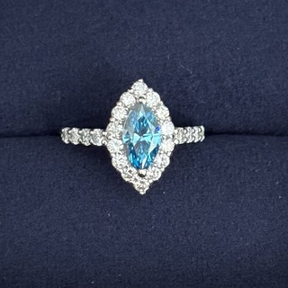 PT950 ブルー　ダイヤモンド　マーキス　リング(リング(指輪))