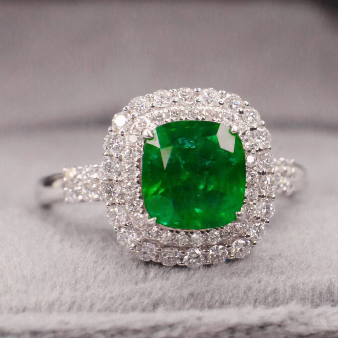 天然 エメラルド ダイヤ  リング1.7ct k18 ¥ レディースのアクセサリー(リング(指輪))の商品写真