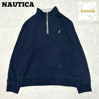 ノーティカ(NAUTICA)のノーティカ NAUTICA スウェット 刺繍ロゴ ハーフジップ トレーナー 古着(スウェット)