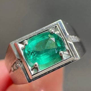 天然 エメラルド ダイヤ  リング2.3ct k18 ¥(リング(指輪))