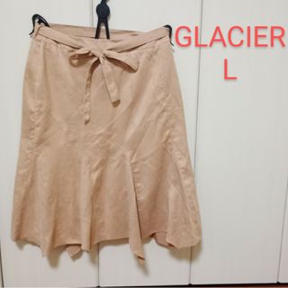 ハニーズ(HONEYS)のL◆GLACIER◆裾フレアヘムスカート◆ベロア調◆薄ピンクブラウン◆フェミニン(ひざ丈スカート)