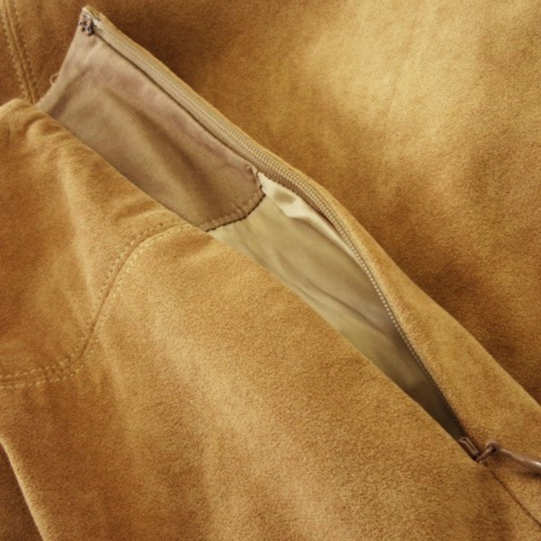 ROSE BUD(ローズバッド)のローズバッド スカート フェイクスエード フレア ひざ丈 切替 人工皮革 F 茶 レディースのスカート(ひざ丈スカート)の商品写真