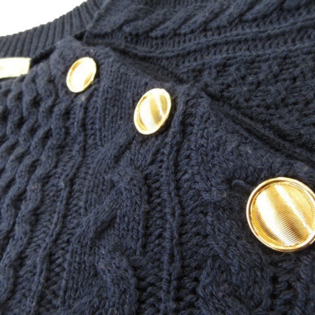 grove(グローブ)のグローブ ニット セーター 長袖 ワンポイント 金釦 ケーブル編み M 紺 レディースのトップス(ニット/セーター)の商品写真