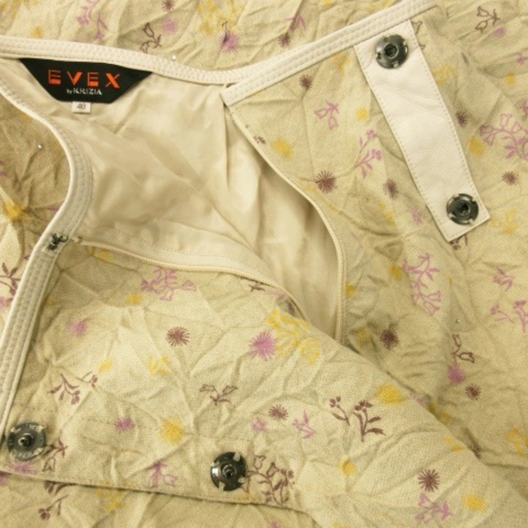 エヴェックスバイクリツィア フレアスカート ロング ウール 花柄 40 ベージュ レディースのスカート(ロングスカート)の商品写真