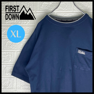 ファーストダウン(FIRST DOWN)のファーストダウン　ワンポイント刺繍ロゴ入り　ポケットTシャツ　ネイビー　XL(Tシャツ/カットソー(半袖/袖なし))