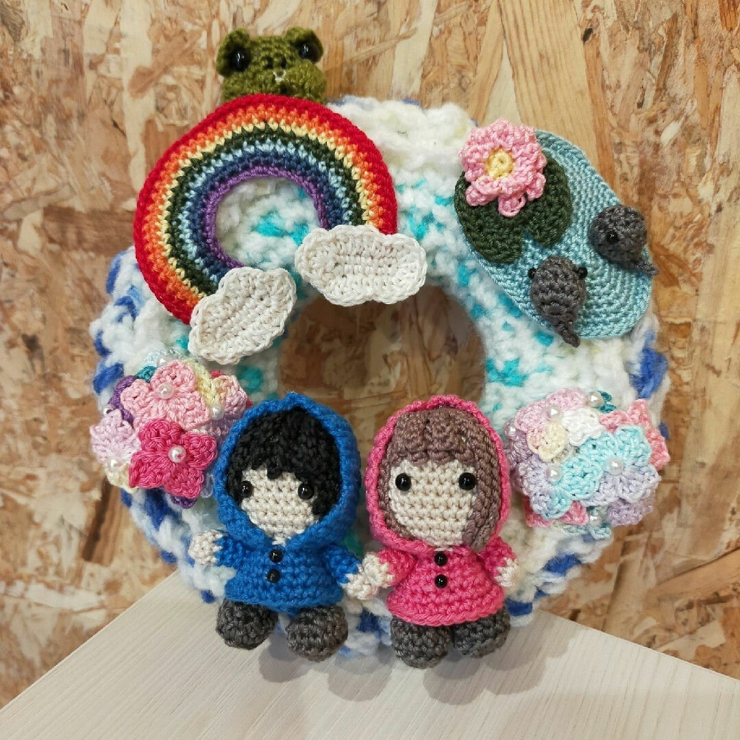 あみぐるみ　梅雨リース ハンドメイドのハンドメイド その他(その他)の商品写真