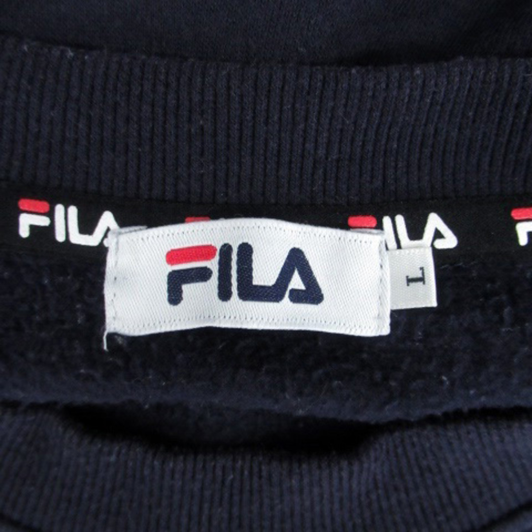 FILA(フィラ)のフィラ トレーナー クルーネック 長袖 刺繍 裏起毛 L 紺 オフホワイト メンズのトップス(その他)の商品写真