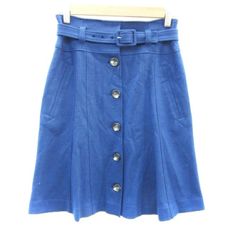 ビアッジョブルー(VIAGGIO BLU)のビアッジョブルー フレアスカート ボタンダウンスカート風 ひざ丈 ウール 0 青(ひざ丈スカート)