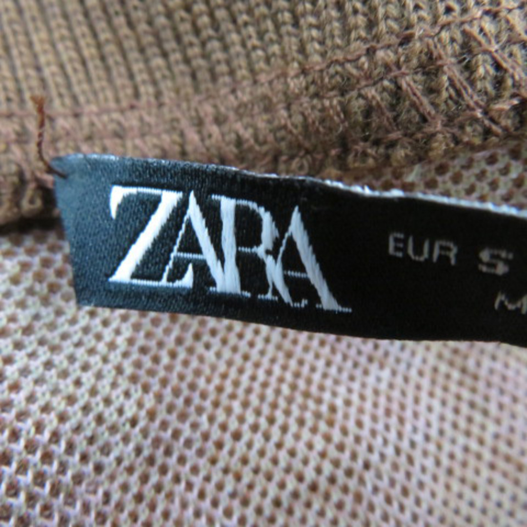 ZARA(ザラ)のザラ ワンピース ミニ丈 半袖 ハーフボタン 総柄 S マルチカラー ブラウン レディースのワンピース(ミニワンピース)の商品写真