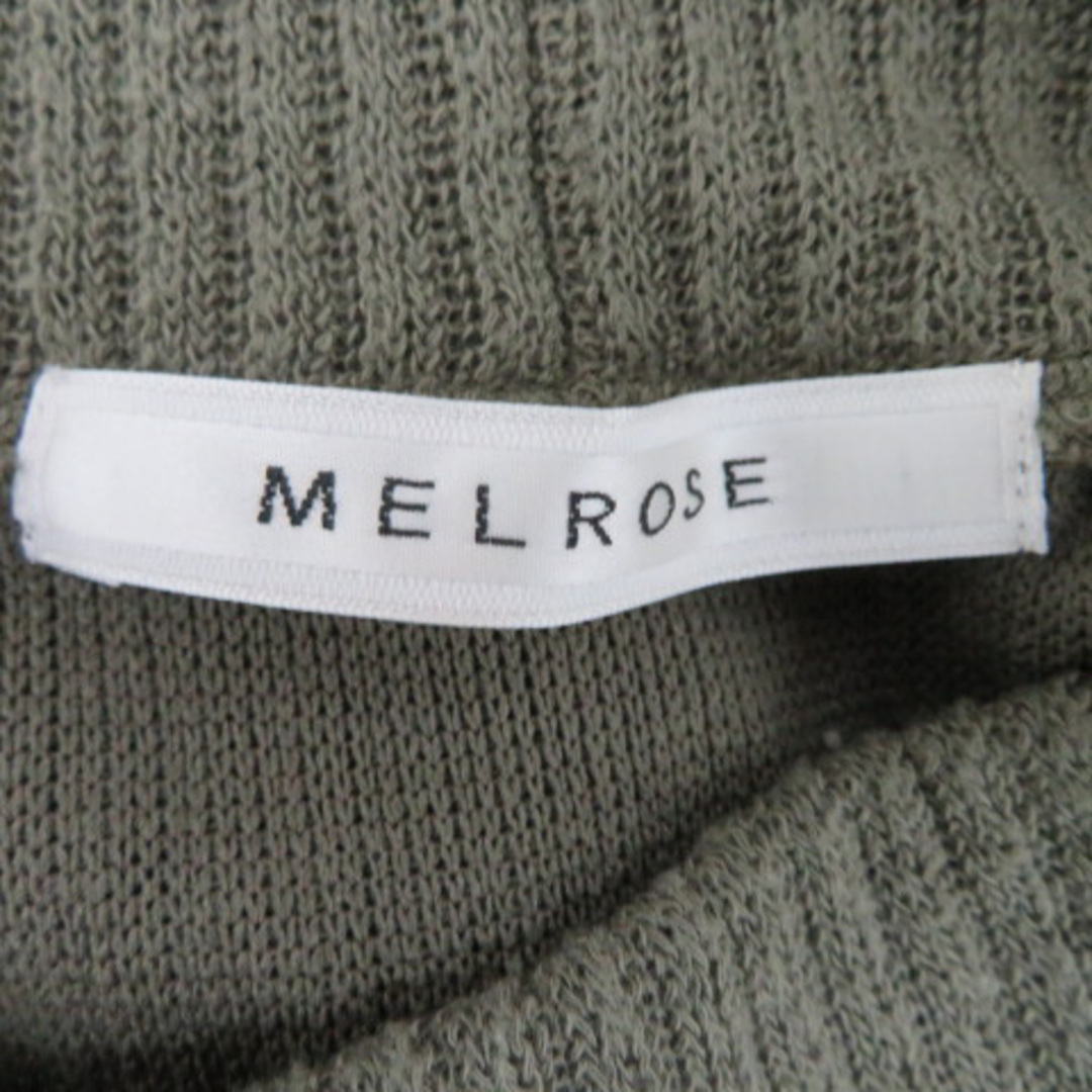 MELROSE(メルローズ)のメルローズ ニット カットソー 長袖 ハイネック 切替 スエード調 無地 カーキ レディースのトップス(ニット/セーター)の商品写真