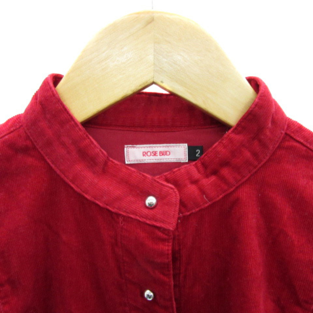ROSE BUD(ローズバッド)のローズバッド コーデュロイシャツ 長袖 バンドカラー 無地 2 赤 ■MO レディースのトップス(シャツ/ブラウス(長袖/七分))の商品写真