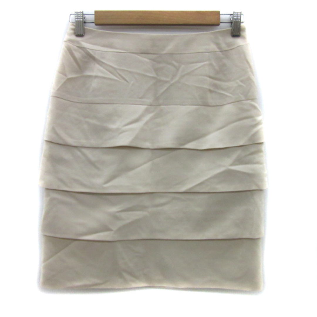 INED(イネド)のイネド ティアードスカート タイトスカート 無地 ウール 11 アイボリー レディースのスカート(ひざ丈スカート)の商品写真