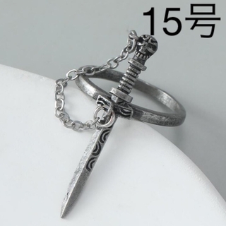 和風　日本　ロック　刀　チェーン　リング　指輪　シルバー　15号(リング(指輪))